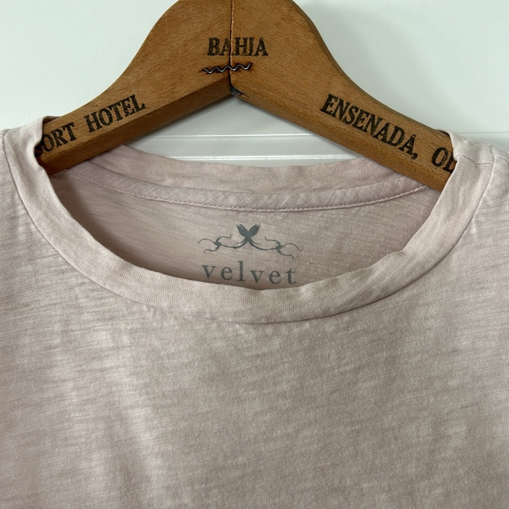 Anthro's Velvet by Graham & Spencer "Vintage Slub" Puff Sleeve Pale Pink Tee XS - Picture 10 of 10